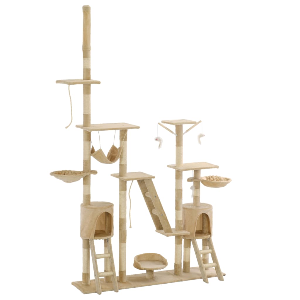 vidaXL Cat Scratching Post with Sisal Scratching Poles 230 - 250 cm Beige