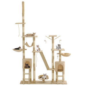 vidaXL Cat Scratching Post with Sisal Scratching Poles 230 - 250 cm Beige
