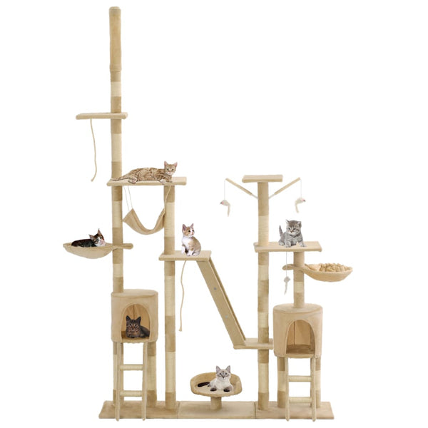 vidaXL Cat Scratching Post with Sisal Scratching Poles 230 - 250 cm Beige