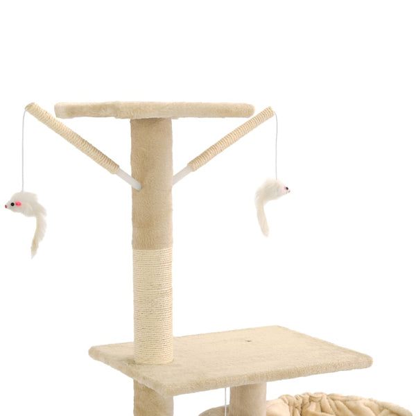 vidaXL Cat Scratching Post with Sisal Scratching Poles 230 - 250 cm Beige
