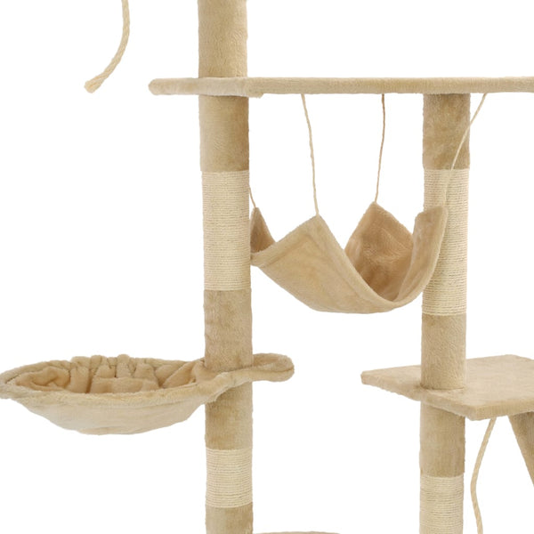 vidaXL Cat Scratching Post with Sisal Scratching Poles 230 - 250 cm Beige