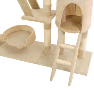 vidaXL Cat Scratching Post with Sisal Scratching Poles 230 - 250 cm Beige