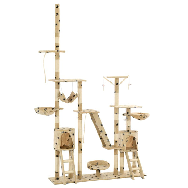 vidaXL Cat Tree Sisal 230 - 250 cm Paw Print Beige