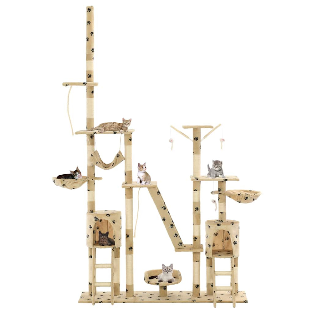vidaXL Cat Tree Sisal 230 - 250 cm Paw Print Beige