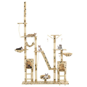 vidaXL Cat Tree Sisal 230 - 250 cm Paw Print Beige