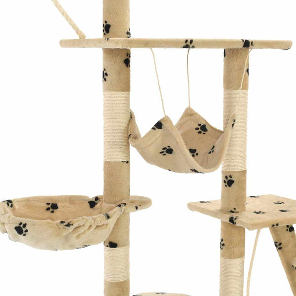 vidaXL Cat Tree Sisal 230 - 250 cm Paw Print Beige