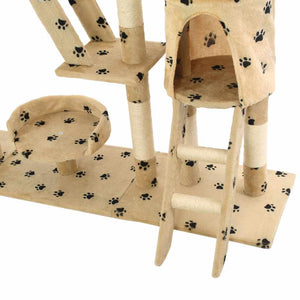 vidaXL Cat Tree Sisal 230 - 250 cm Paw Print Beige
