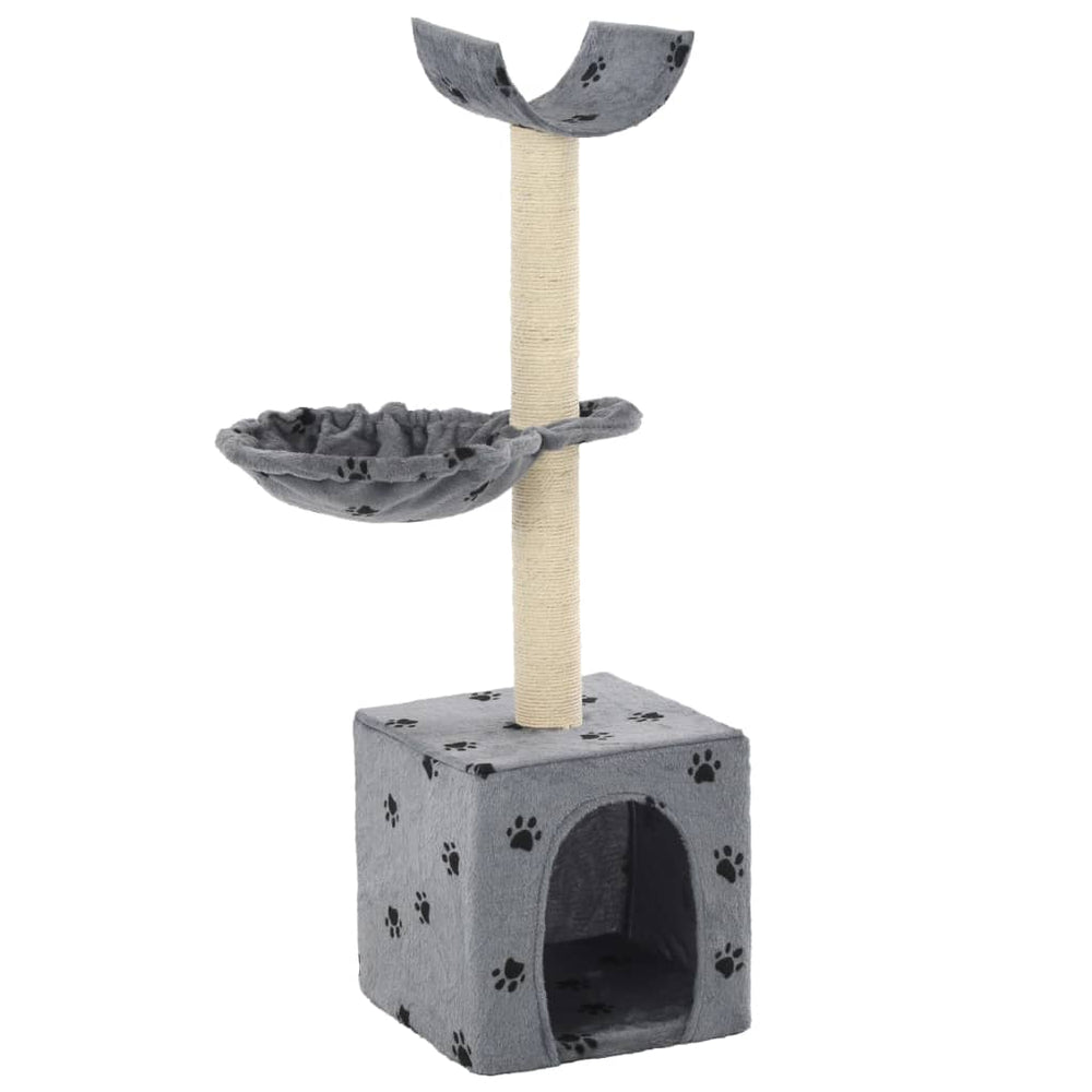 vidaXL Cat Scratching Tree with Sisal Posts 105 cm Paw Print Grey