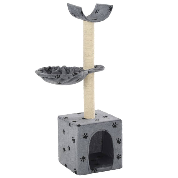 vidaXL Cat Scratching Tree with Sisal Posts 105 cm Paw Print Grey