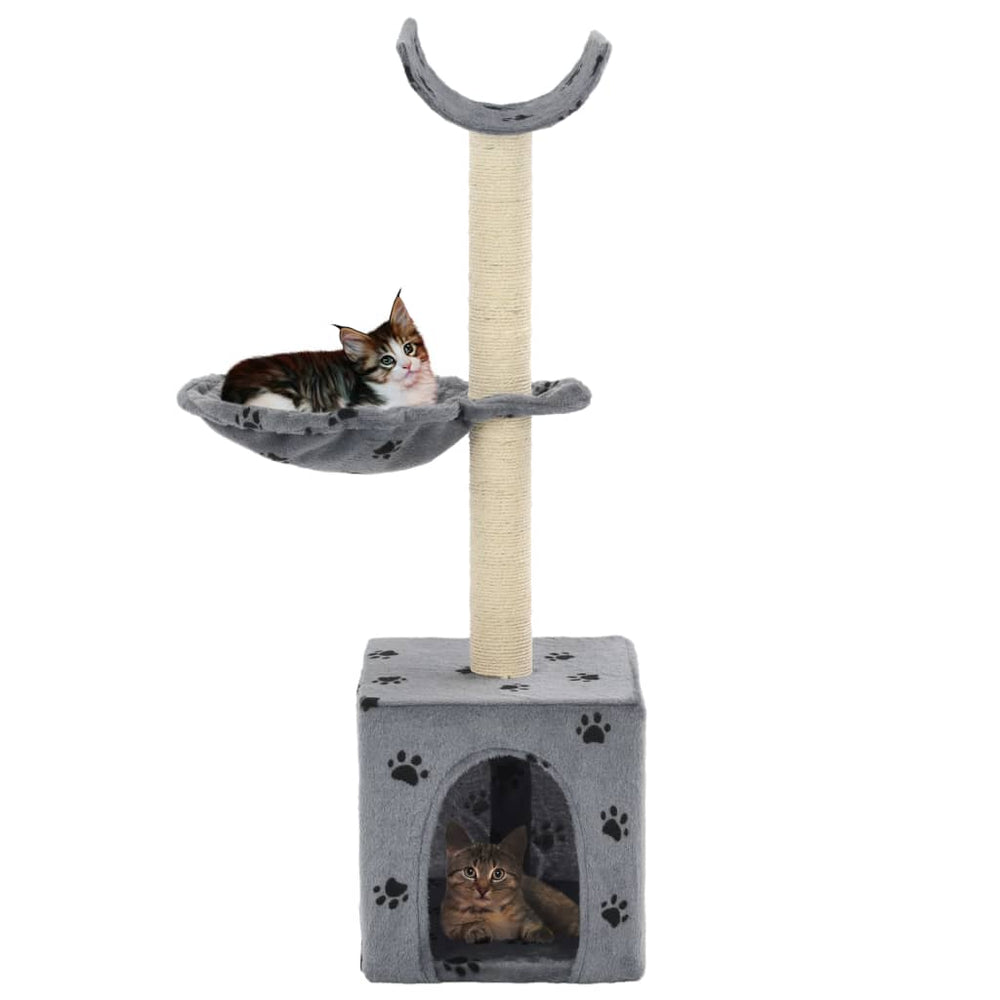 vidaXL Cat Scratching Tree with Sisal Posts 105 cm Paw Print Grey