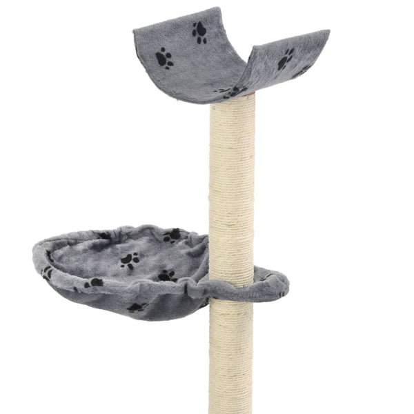 vidaXL Cat Scratching Tree with Sisal Posts 105 cm Paw Print Grey