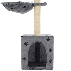 vidaXL Cat Scratching Tree with Sisal Posts 105 cm Paw Print Grey