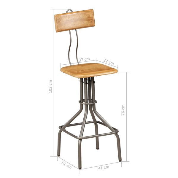 vidaXL Bar Stools 2 pcs Solid Reclaimed Teak Wood