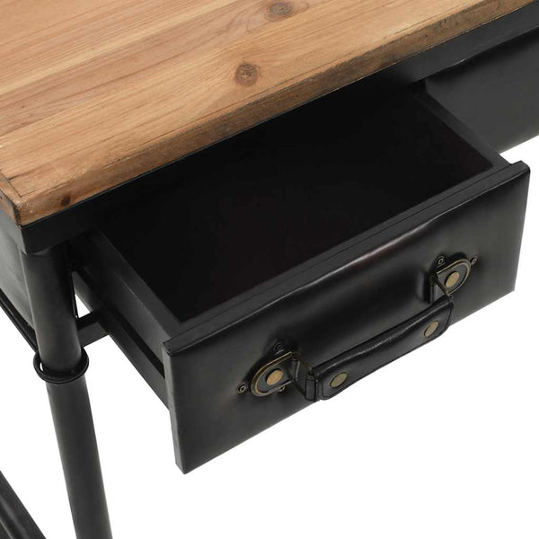 vidaXL Console Table MDF and Fir Wood 100 x 33.5 x 80 cm