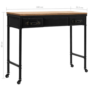 vidaXL Console Table MDF and Fir Wood 100 x 33.5 x 80 cm