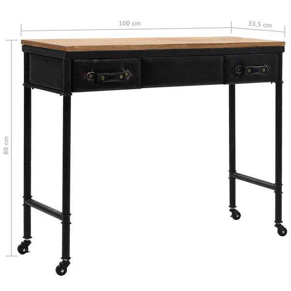 vidaXL Console Table MDF and Fir Wood 100 x 33.5 x 80 cm