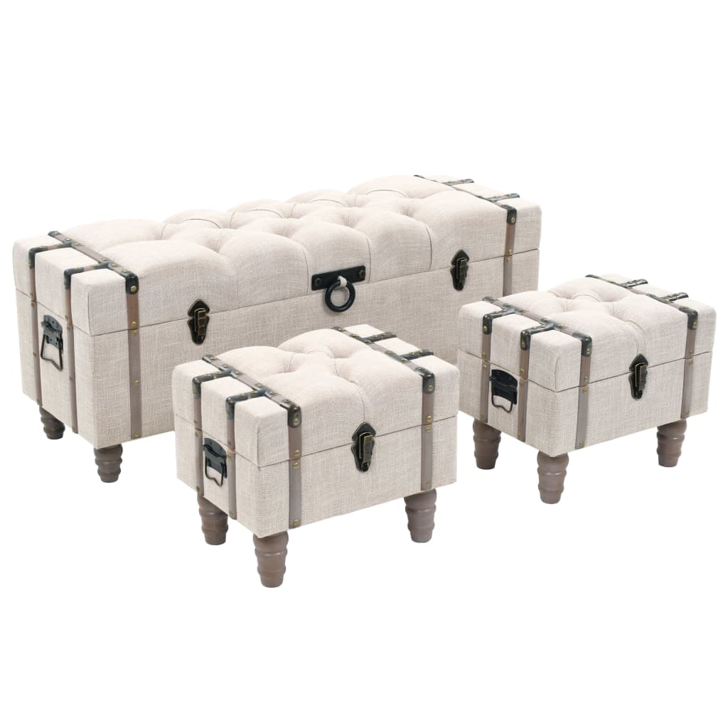 vidaXL Storage Bench Set 3-piece Solid Wood and Steel 112x37x45 cm
