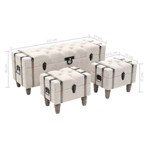 vidaXL Storage Bench Set 3-piece Solid Wood and Steel 112x37x45 cm