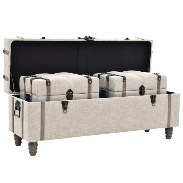 vidaXL Storage Bench Set 3-piece Solid Wood and Steel 112x37x45 cm