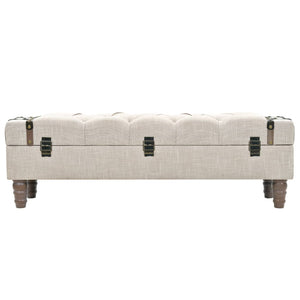 vidaXL Storage Bench Solid Wood and Steel 111 x 34 x 37 cm