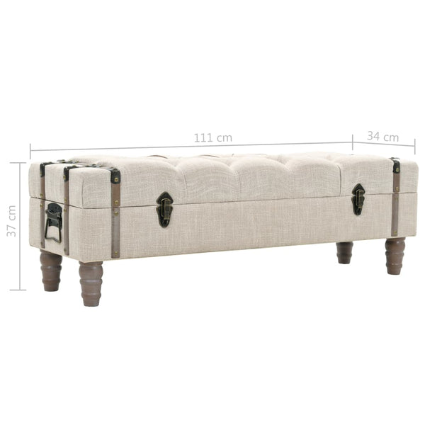 vidaXL Storage Bench Solid Wood and Steel 111 x 34 x 37 cm