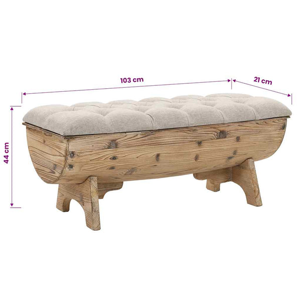 vidaXL Storage Bench Solid Wood and Fabric 103 x 51 x 44 cm