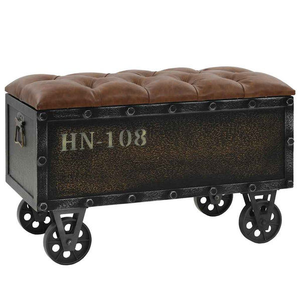 vidaXL Storage Bench Solid Wood Faux Leather 80.5x41x50 cm