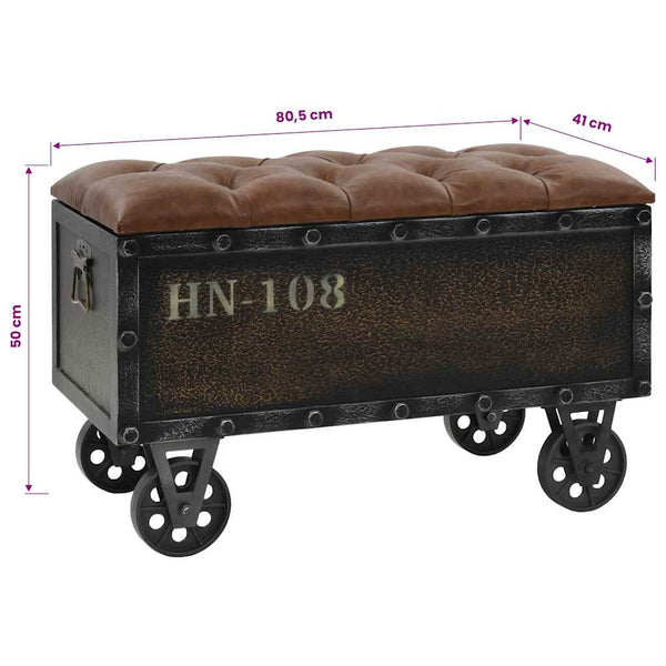 vidaXL Storage Bench Solid Wood Faux Leather 80.5x41x50 cm