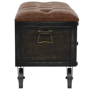 vidaXL Storage Bench Solid Wood Faux Leather 80.5x41x50 cm
