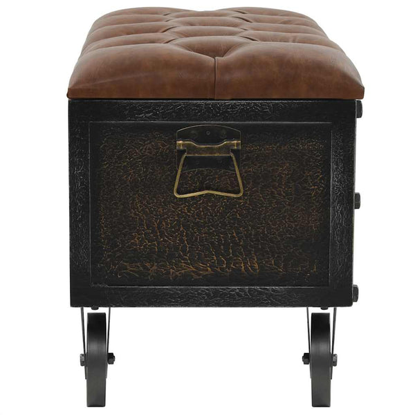 vidaXL Storage Bench Solid Wood Faux Leather 80.5x41x50 cm