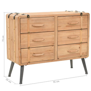 vidaXL Drawer Chest Solid Firwood 91x35x73 cm