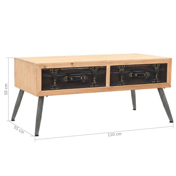 vidaXL Coffee Table Solid Fir Wood 115 x 55 x 50 cm