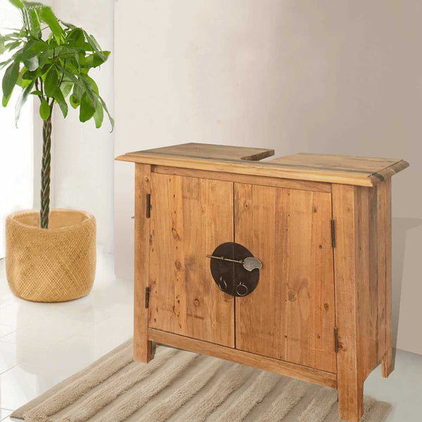 vidaXL Bathroom Vanity Cabinet Solid Pine Wood 70x32x63 cm