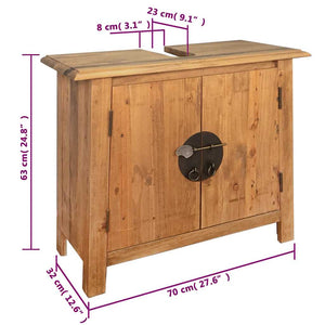 vidaXL Bathroom Vanity Cabinet Solid Pine Wood 70x32x63 cm