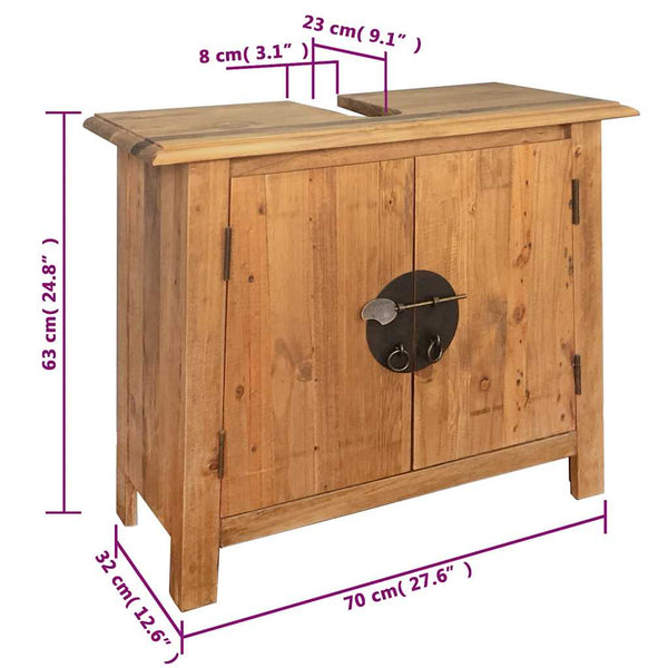 vidaXL Bathroom Vanity Cabinet Solid Pine Wood 70x32x63 cm