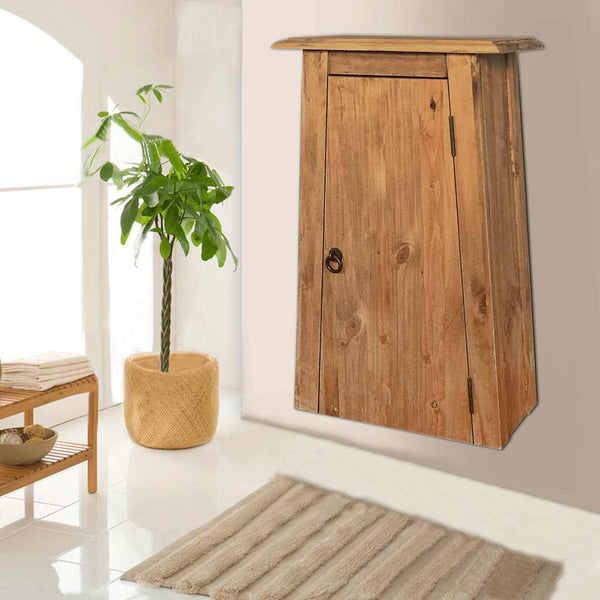 vidaXL Wall-Mounted Bathroom Cabinet Solid Pine Wood 42x23x70 cm