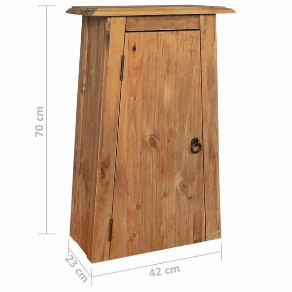 vidaXL Wall-Mounted Bathroom Cabinet Solid Pine Wood 42x23x70 cm