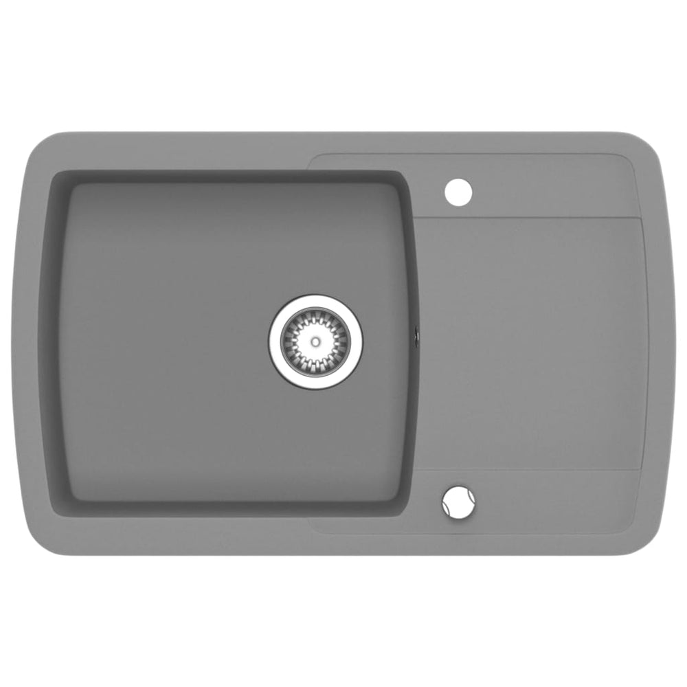 vidaXL Granite Sink Single Bowl Grey