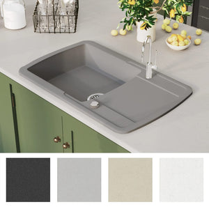 vidaXL Granite Sink Single Bowl Grey