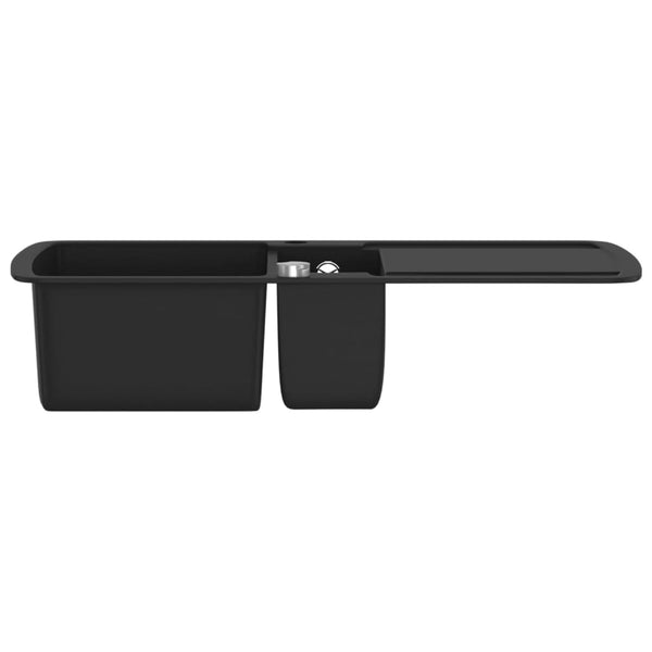 vidaXL Granite Double Sink Black