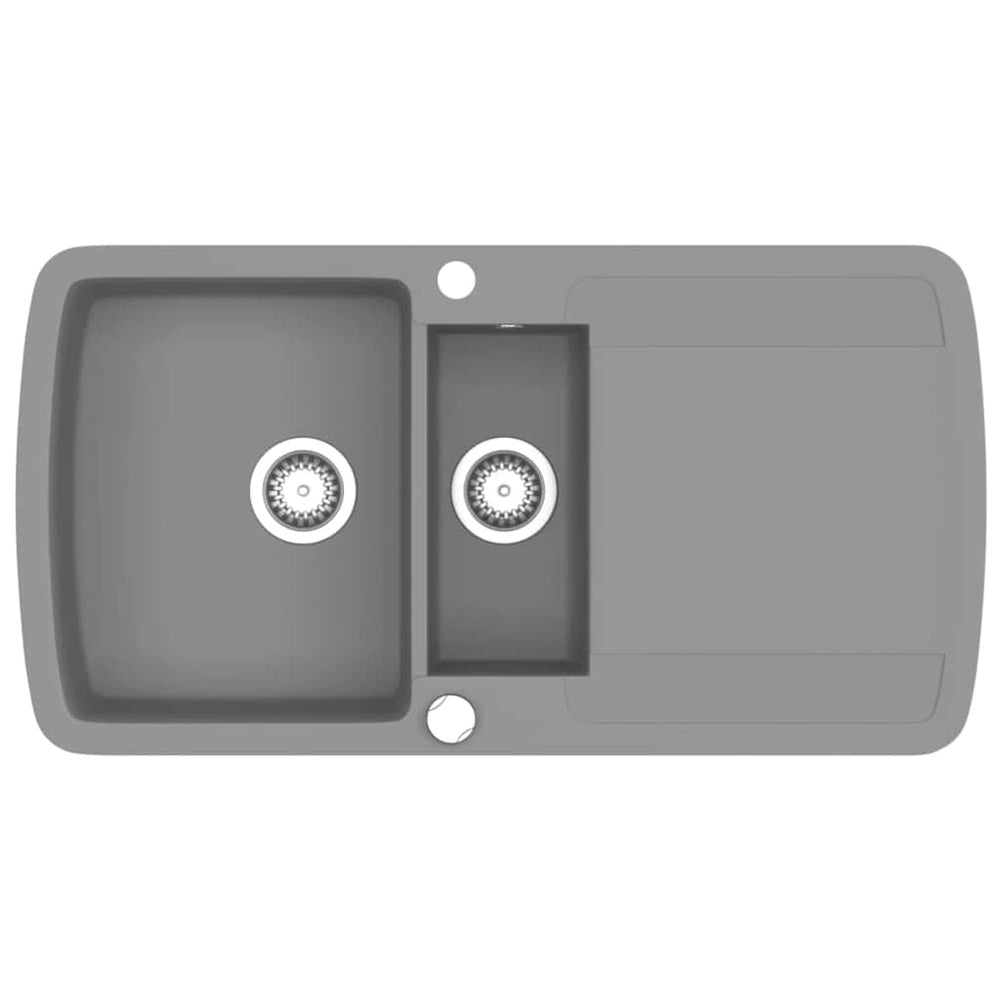 vidaXL Granite Sink Double Basin Grey