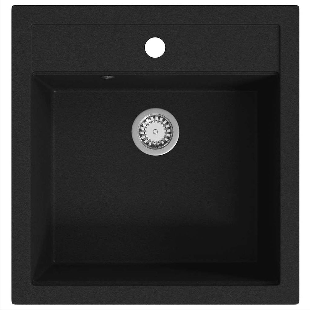 vidaXL Granite Sink Single Bowl Black