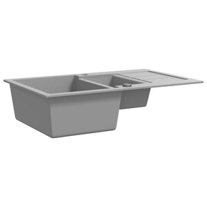 vidaXL Granite Sink Double Basin Grey