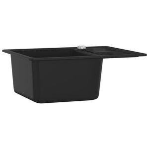 vidaXL Granite Sink Single Bowl Black