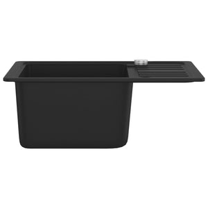 vidaXL Granite Sink Single Bowl Black