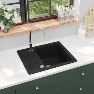 vidaXL Granite Sink Single Bowl Black