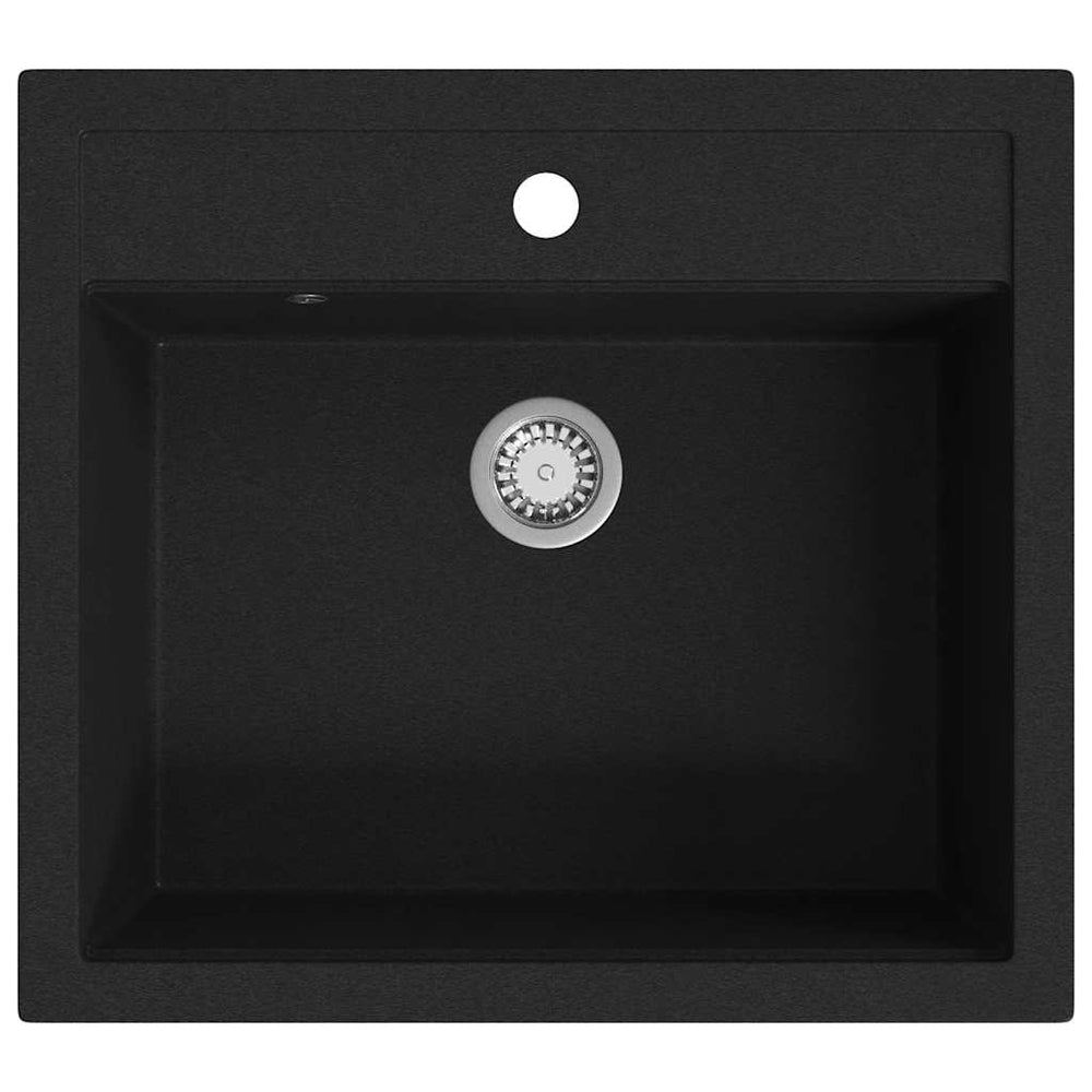 vidaXL Granite Sink Single Bowl Black
