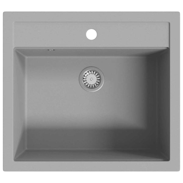 vidaXL Granite Sink Single Bowl Grey