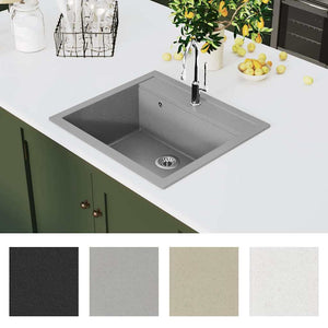 vidaXL Granite Sink Single Bowl Grey