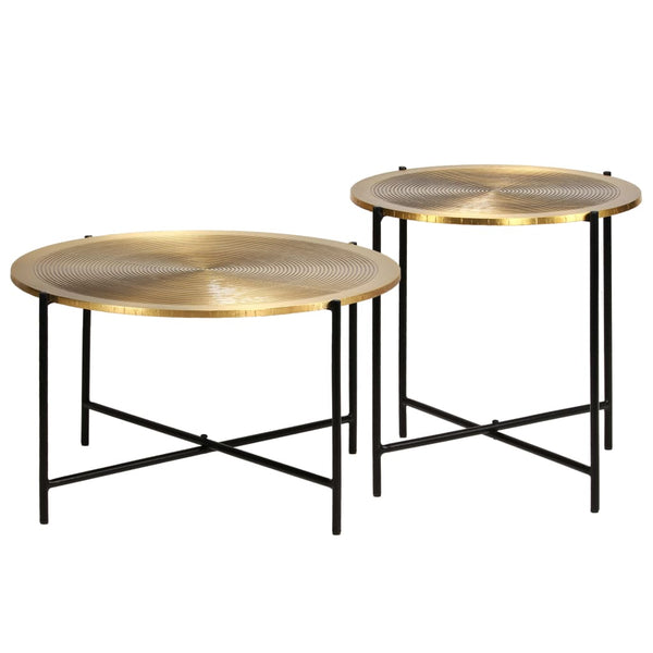 vidaXL 2-piece Table Set MDF with Brass Coating